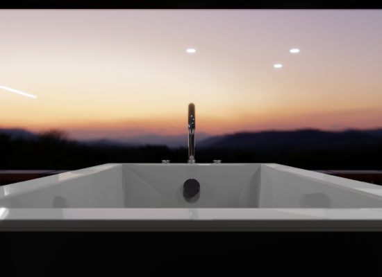 Bathtub in a bathroom