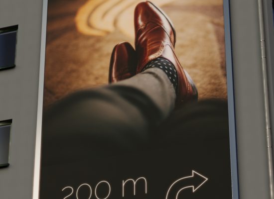 Example for a advertising banner wall mount system