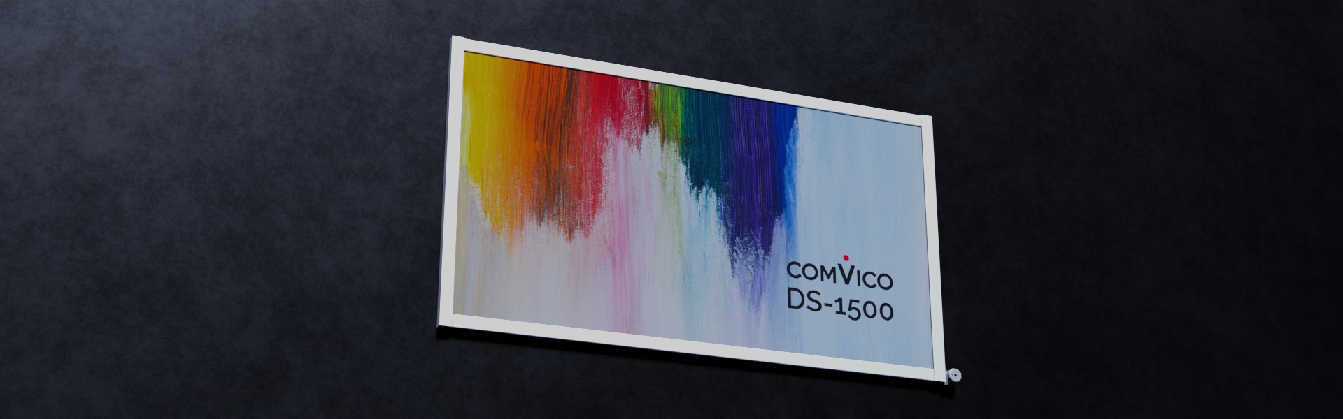 DS-1500: Sistema publicitario con mecanismo de elevación para publicidad en fachadas y edificios con lonas y pancartas, perspectiva izquierda abajo